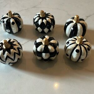 Set of 6 MacKenzie Child’s pumpkins.  New in box